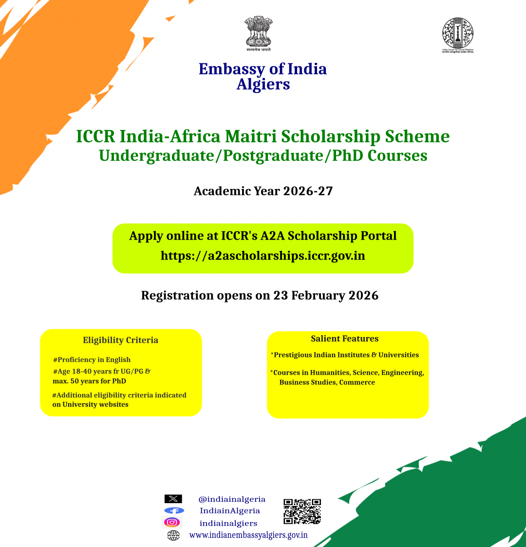 India-Africa Maitri Scholarship Scheme Announcement for AY 2026-2027