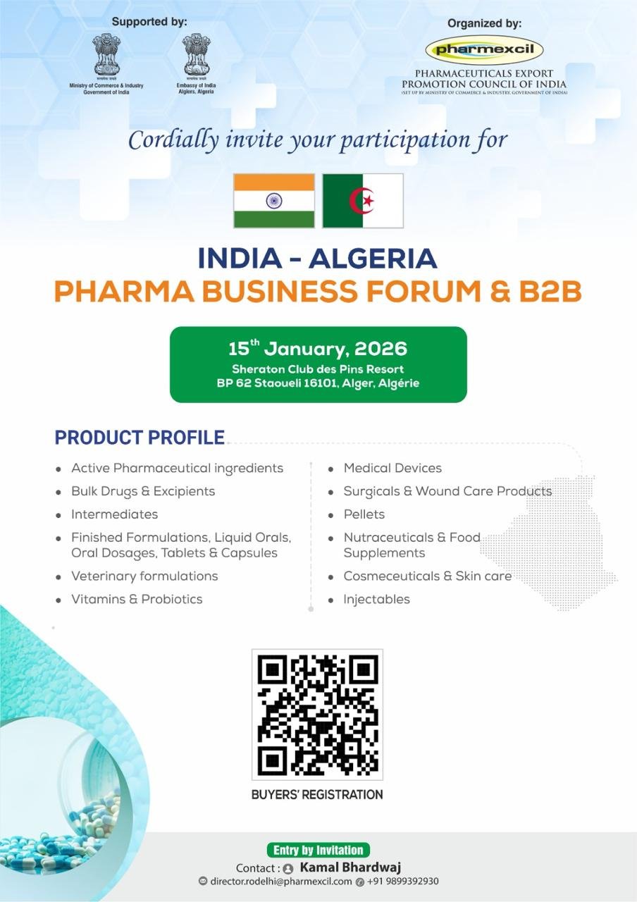 India-Algeria Pharma Business Forum and B2B, 15 January 2026
