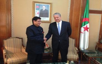 H.E. Mr. E. Ahmed, MOS (EA) calls on H.E. Mr. Abdelmalek Sellal, Prime Minister of Algeria on 18 April, 2013