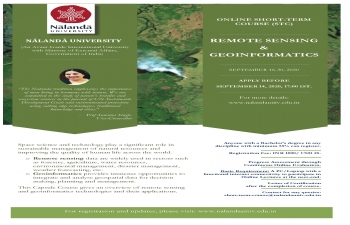 Nalanda University Online Short Term Course on Remote Sensing & Genoinformatics from 16th to 30th September 2020