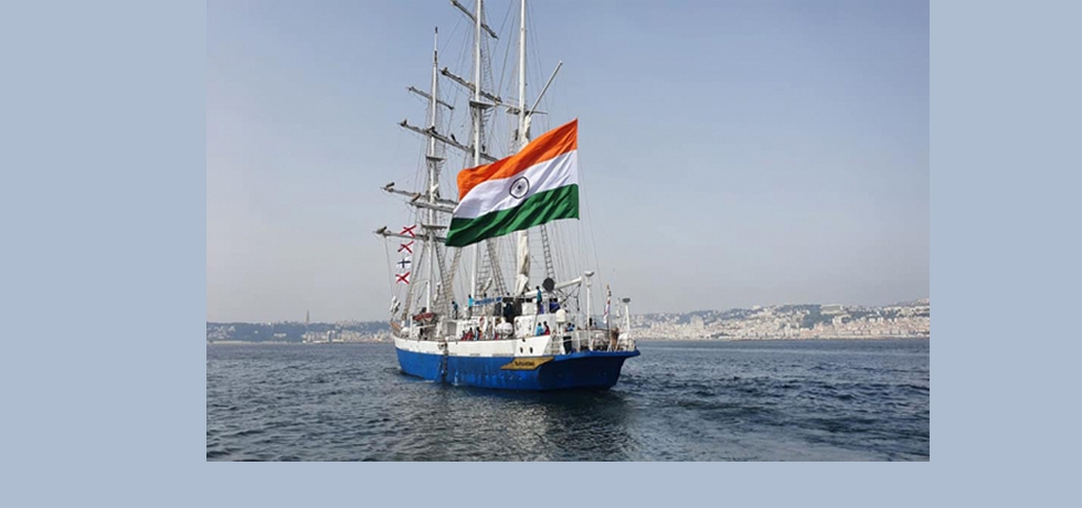 Indian Navys first Sail Training Ship INS Tarangini, the rider of waves, visited Algiers for a 3 day goodwill visit from 7-9 June 2022. INS Taranginis soaring mast and sails provided a majestic backdrop for International Day of Yogas curtain raiser The ships crew joined local yoga enthusiasts at Algiers port under blue skies, 7-9 June 2022