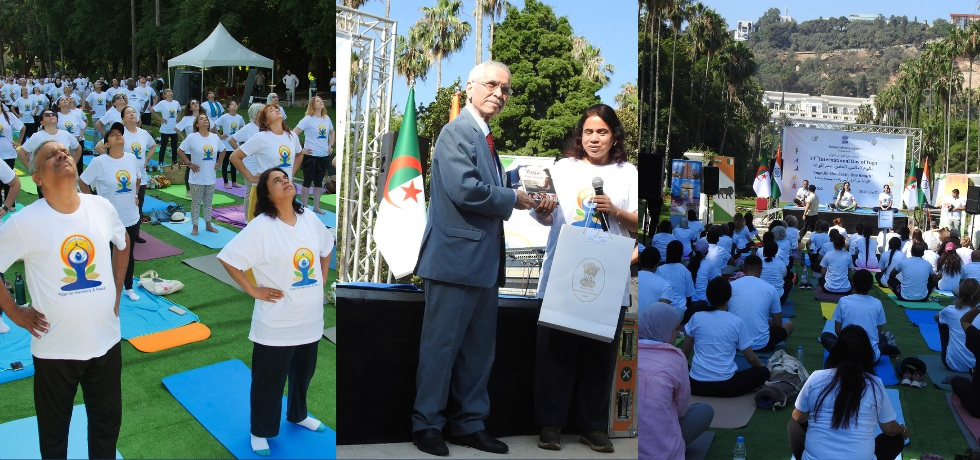  11th International Day of Yoga was celebrated at the scenic Jardin d’ Essai du Hamma in Algiers on 21 June 2025.